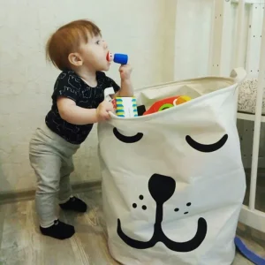 Duurzame opvouwbare opbergmand van katoen en linnen – waterdichte binnenkant met handgrepen