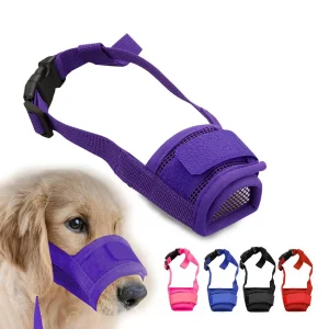 Verstelbare nylon hondenmuilkorf met anti-blafontwerp, snelsluiting en geventileerd gaas