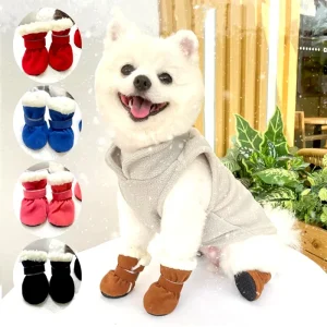 Waterdichte anti-slip hondenlaarzen met pluche voering voor maat S-XL in meerdere kleuren