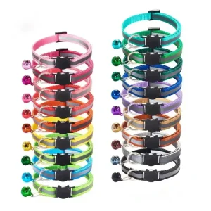 Reflecterende Kattenhalsband met Veiligheids Breakaway Lichtgewicht Verstelbare Pasvorm 19-32cm Nylon