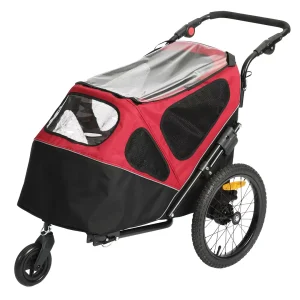 DUVOPLUS Pet trailer 2 in1 zwart rood