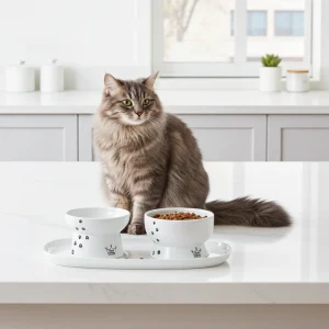 Necoichi dienblad inclusief twee bakjes voor katten