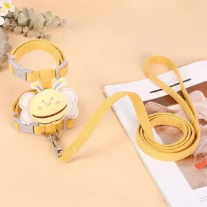 Schattig bijenharnas voor honden en katten met bijpassende riem – verstelbaar en ademend