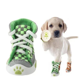 Hondenschoenen Zacht Corduroy Antislipzool Ademend Duurzaam Verstelbaar in Groen, Oranje S,M